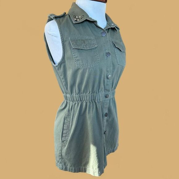 Disney Signed Green Utility Skull Vest | Small | Studded Military Jacket Grunge - Picture 4 of 8